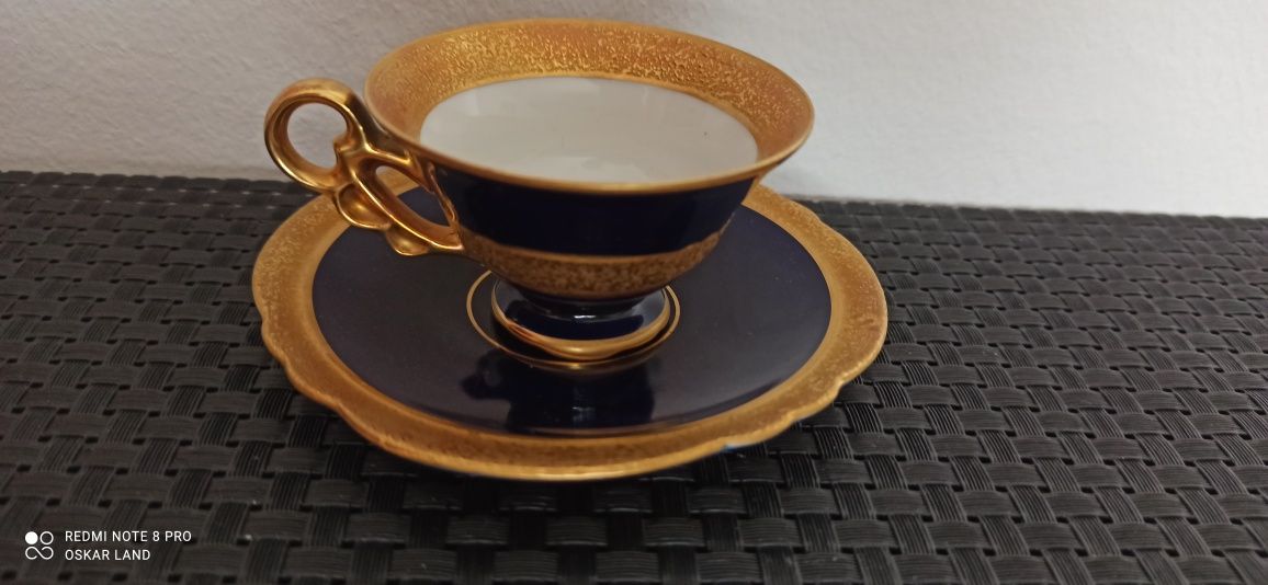 Porcelana ILMENAU Kobalt DUO Mokka Złocona BRABANT Filiżanka Piękna