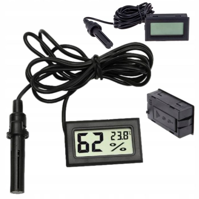 Higrometr termometr z sondą humidor do terrarium z wyświetlaczem LCD