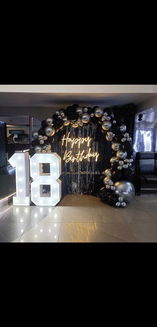 Cyfry 18 Stelaże Alkobar chrzciny wesele 45 urodziny 35 napisy Led