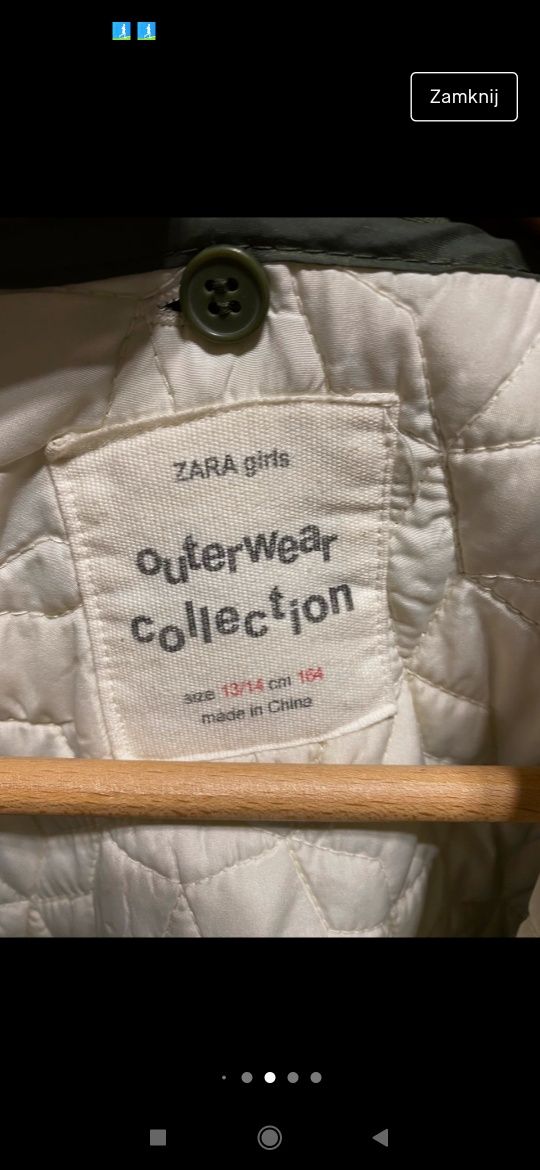 Zara parka z podpinką 2 w1 r.164 cm