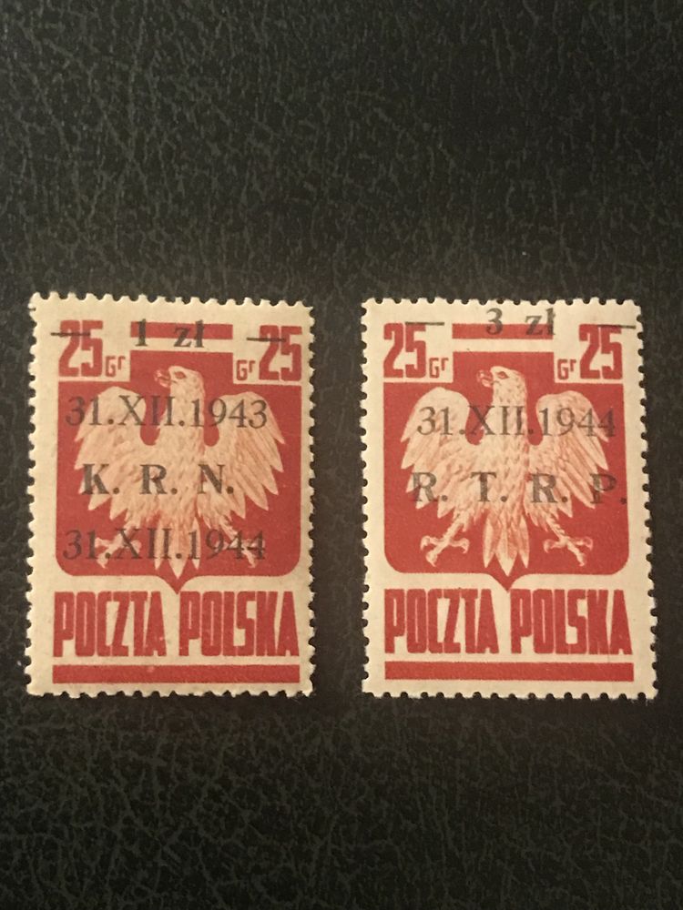 Filatelistyka - 1944 K.R.N znaczki przedrukowane