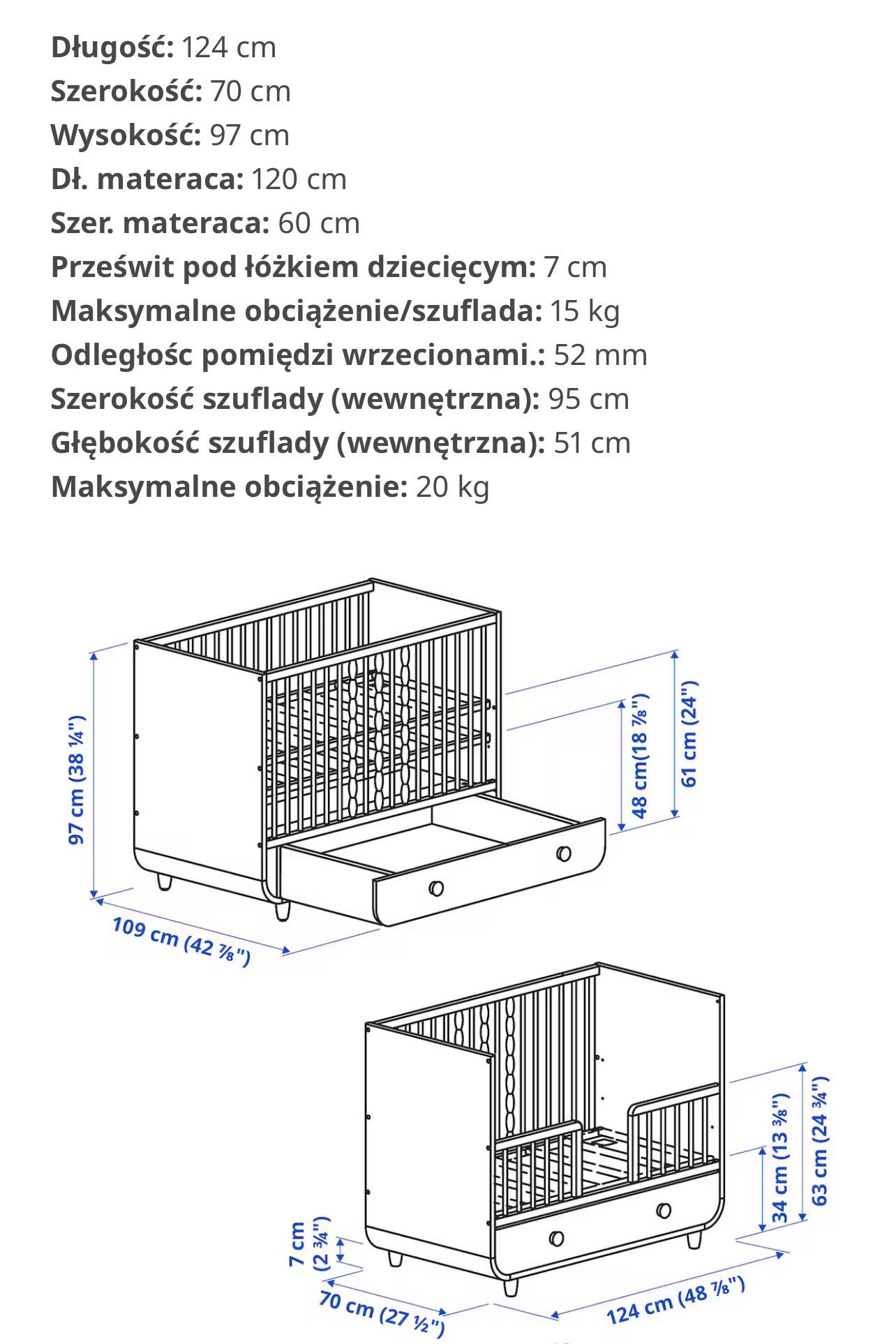 Łóżeczko niemowlęce MYLLRA (IKEA)