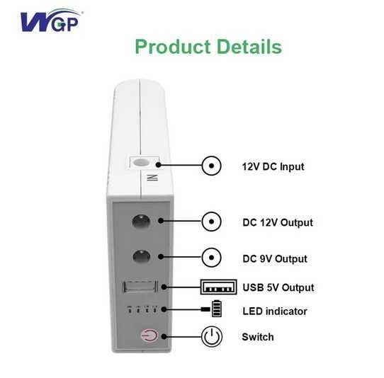 Mini UPS Wi Fi  Ровтер Модем UPS 10400 Mah 25Wh 12V/9V/5V аккумулятор