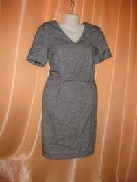 шерсть35% тепла приталена офісна сіра сукня плаття великий розмір