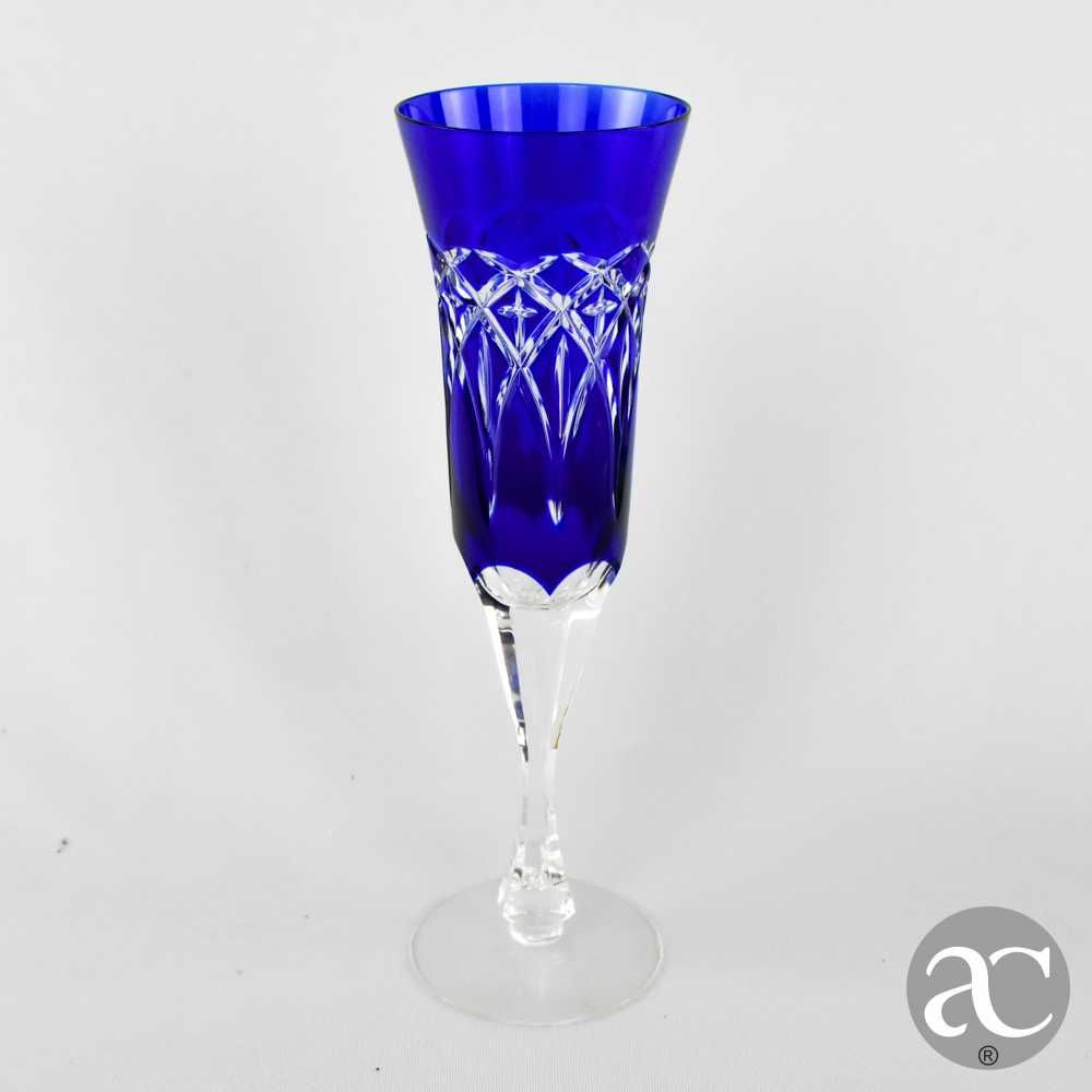 Conjunto de 6 flutes em Cristal colorido estilo Saint Lambert