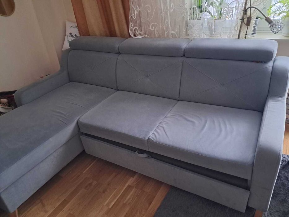 Kanapa narożna rozkładana szara