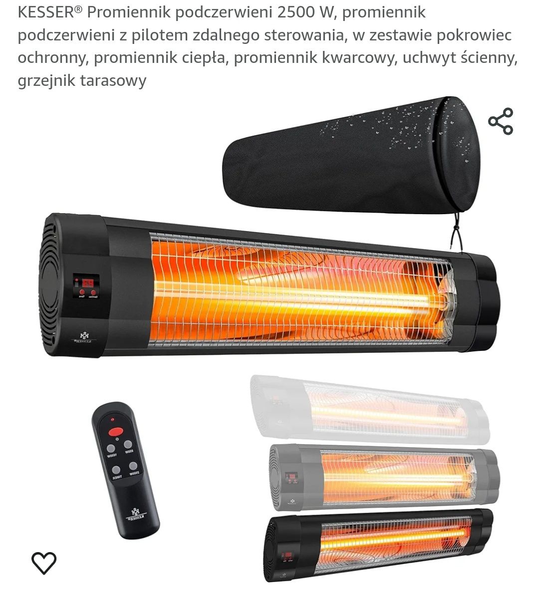 Promiennik podczerwieni 2500W, na pilota nagrzewnica,farelka, grzejnik