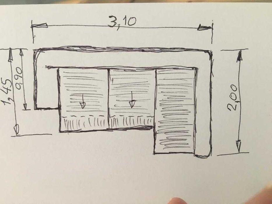 Sofá cinzento com chaise longue