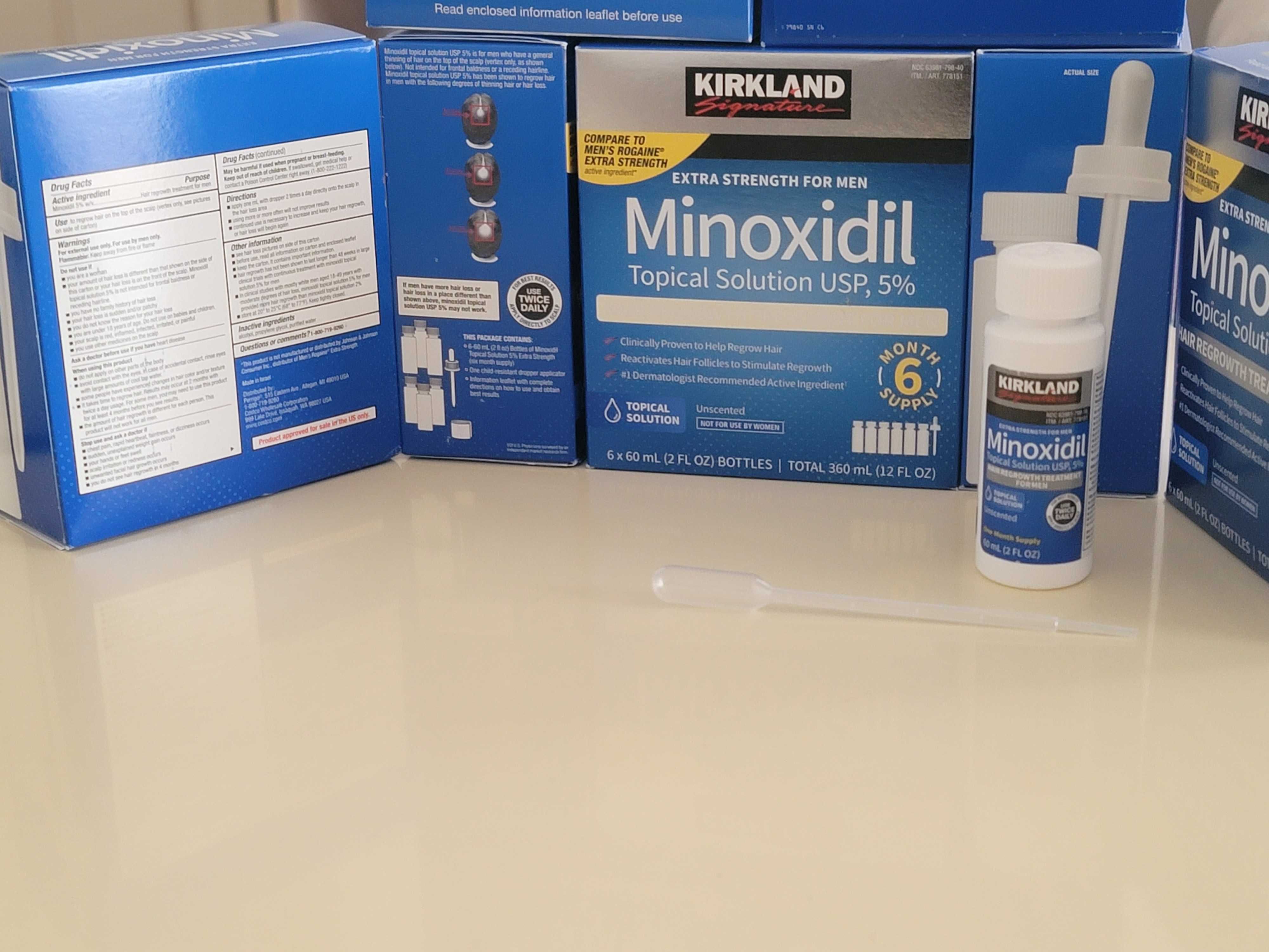 1X60ml Minoxidil Kirkland 5% calvície força extra cabelo de homens