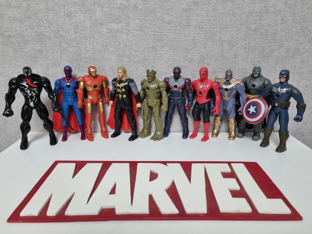 Супергерої Марвел іДС:Грут,Росомаха,Вижен,Тор,Спайдермен та інші.