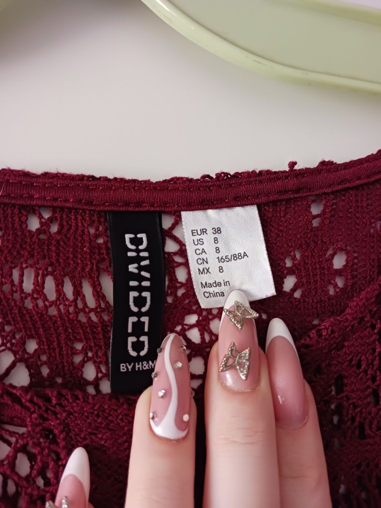 Piękna bordowa koronkowa sukienka h&m divided rozmiar 38 m