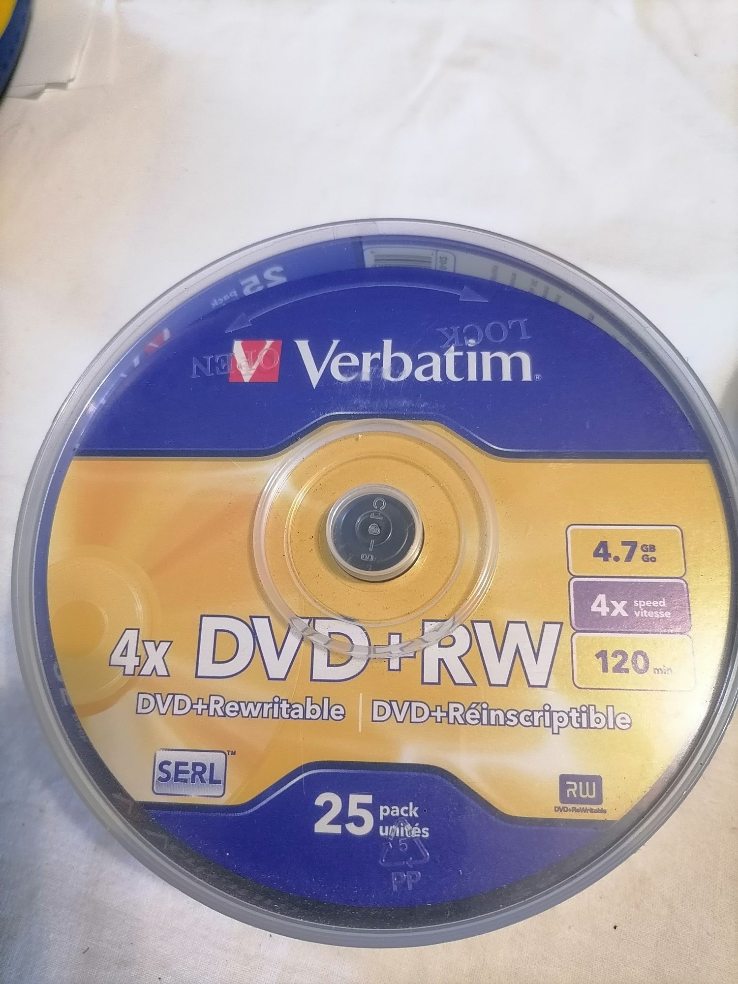 Диски Verbatim DVD+RW 4,7 GB 4x Cake Box 25 шт (#43489) кількість