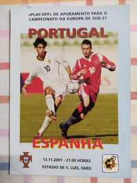 Programa de jogo Portugal Espanha sub 21 2001