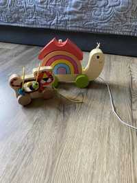 Drewniana układanka do ciągnięcia drewniane zabawki