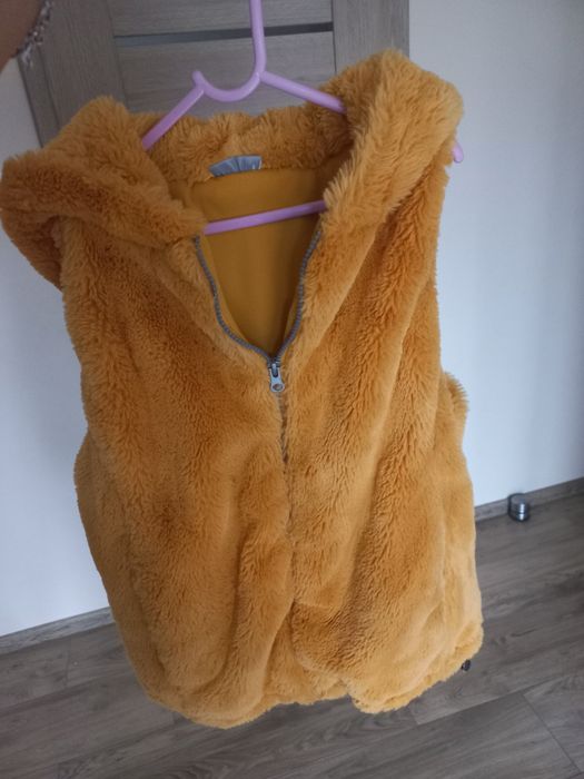 Kamizelka musztardowa miś futerko 164/ s