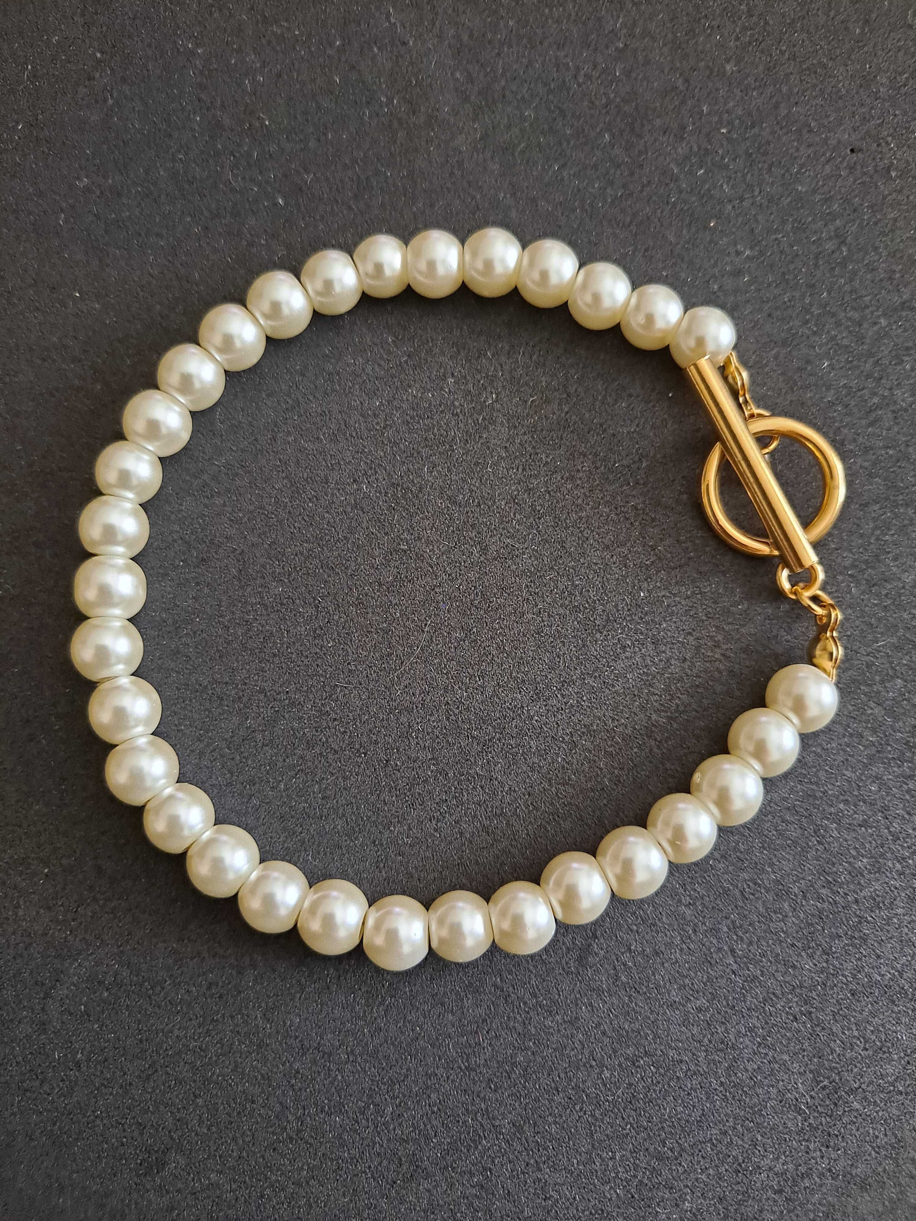 Pulseira Nova Pérolas/Aço dourado