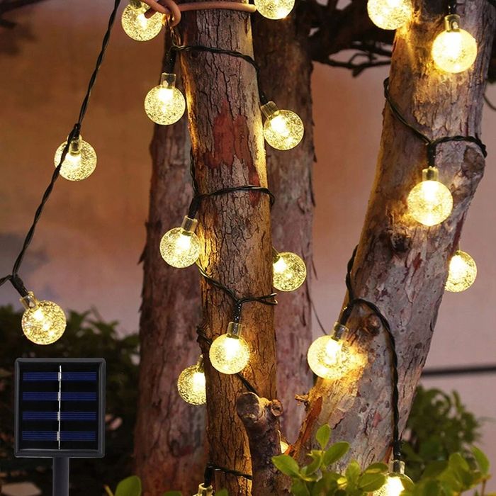 40x żarówek girlanda solarna ogrodowa lampki led kulki biały ciepły