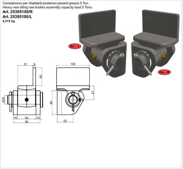 ZAWIAS WYWROTU KPL  na tył przyczepa wywrotka , kiper