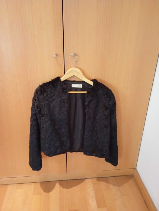 Casaco Preto de pêlo mulher