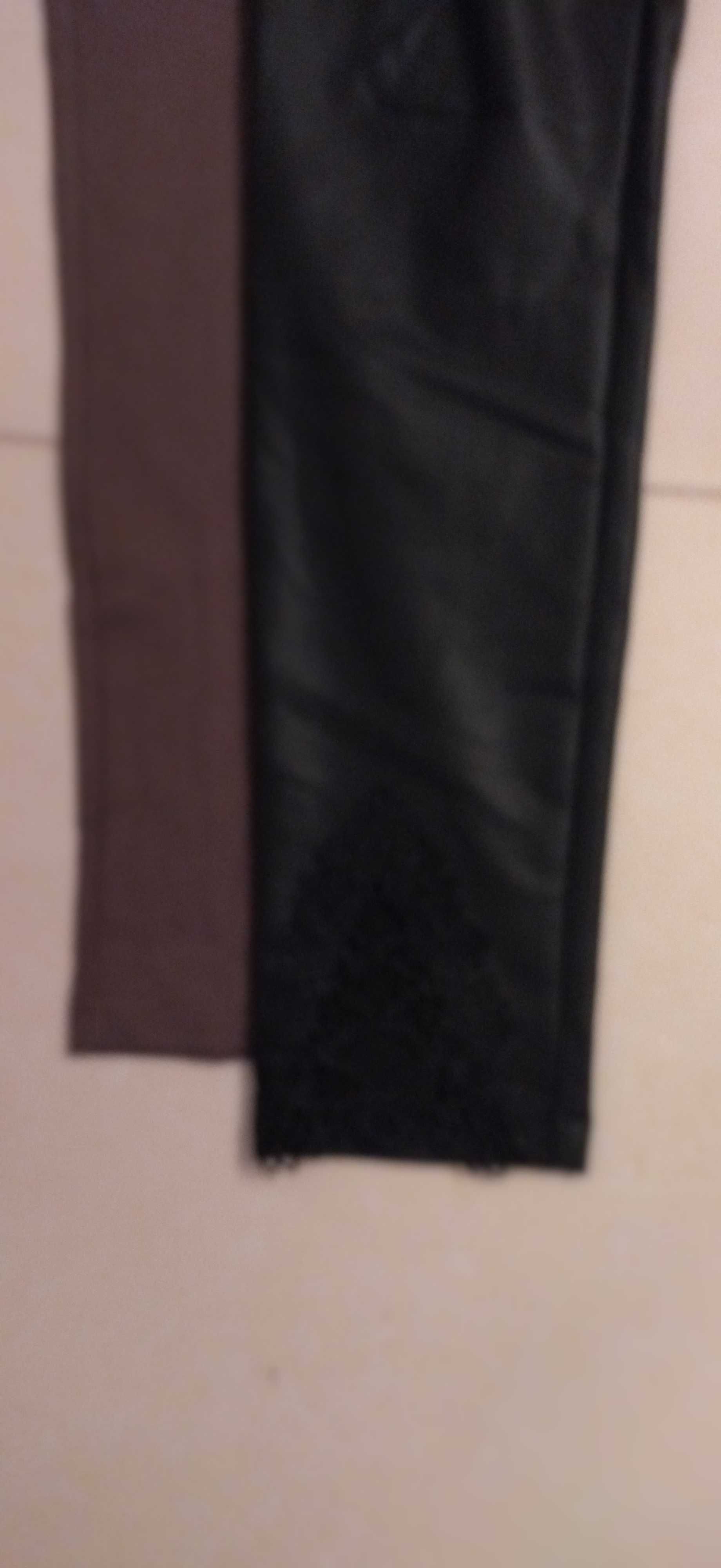Calças Pretas a imitar pele S  -  calças lycra castanhas XXL- bx preço