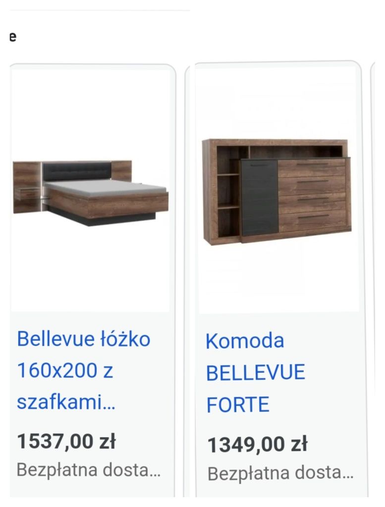 sypialnia bellevue łóżko 160*200 materac komoda ławka lustro żyrandol