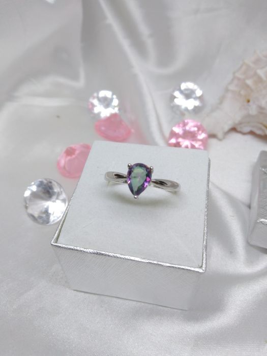 Piękny srebrny pierścionek Topaz Mistyczny, srebro 925, r. 17