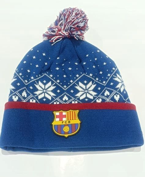 Czapka Zimowa Fc Barcelona Dziecięca Pompon Herb Świąteczna