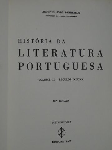 História da Literatura Portuguesa de A. J. Barreiros