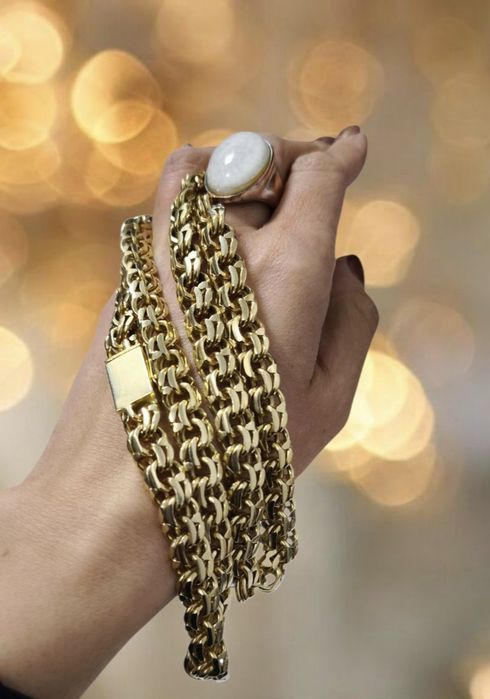 NA LEWARA efektowny męski łańcuch złoty pr 585 waga 147,6 g 63 cm