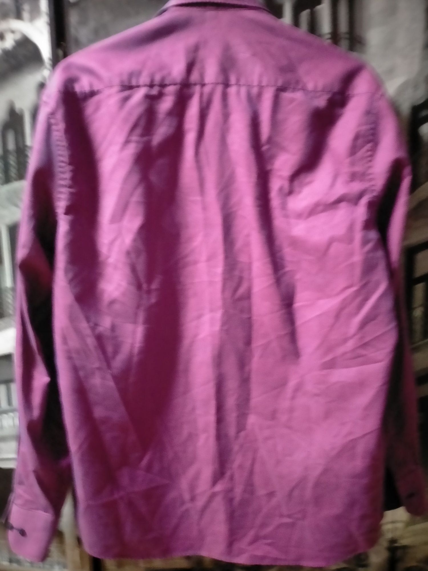 Сорочка чоловіча eterna розмір l фіолетова в дрібну клітинку