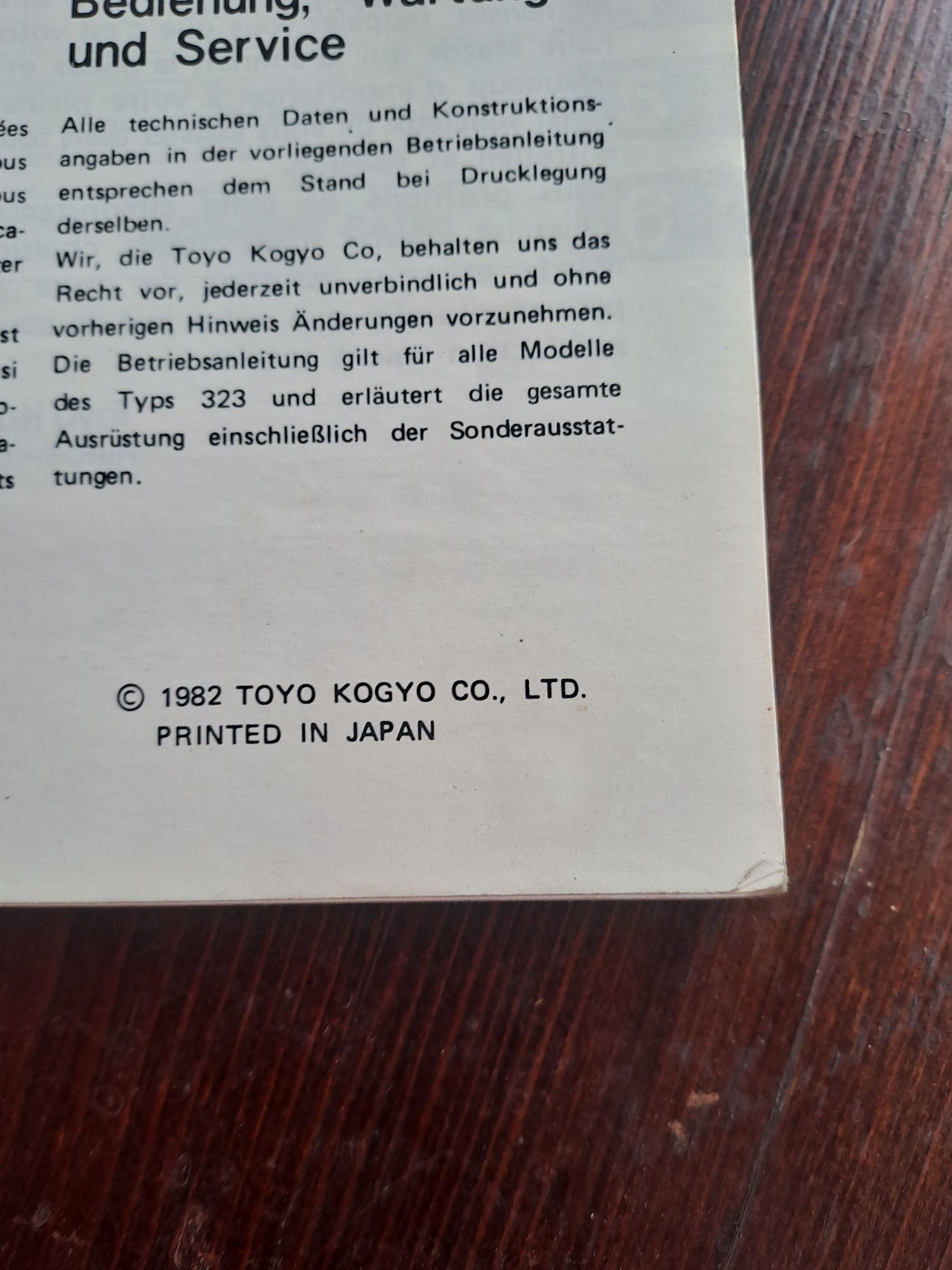 Mazda 323 - instrukcja obsługi, język niemiecki