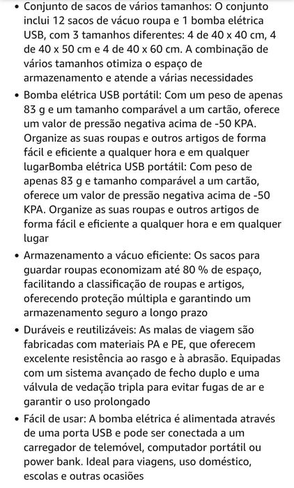 Kit bomba vacuo + sacos