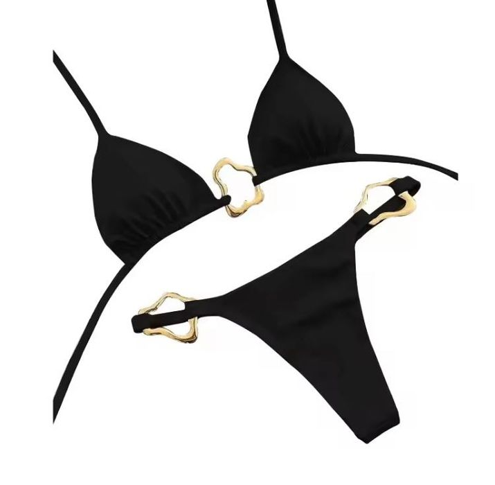 Однотонний жіночий купальник із двох частин на шнурівці