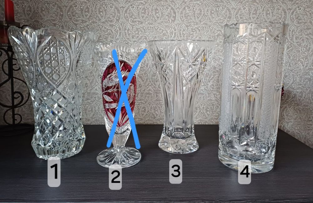 Вази Anna Hütte великі Німеччина.Кришталь. Вінтаж. 1960-70 рр