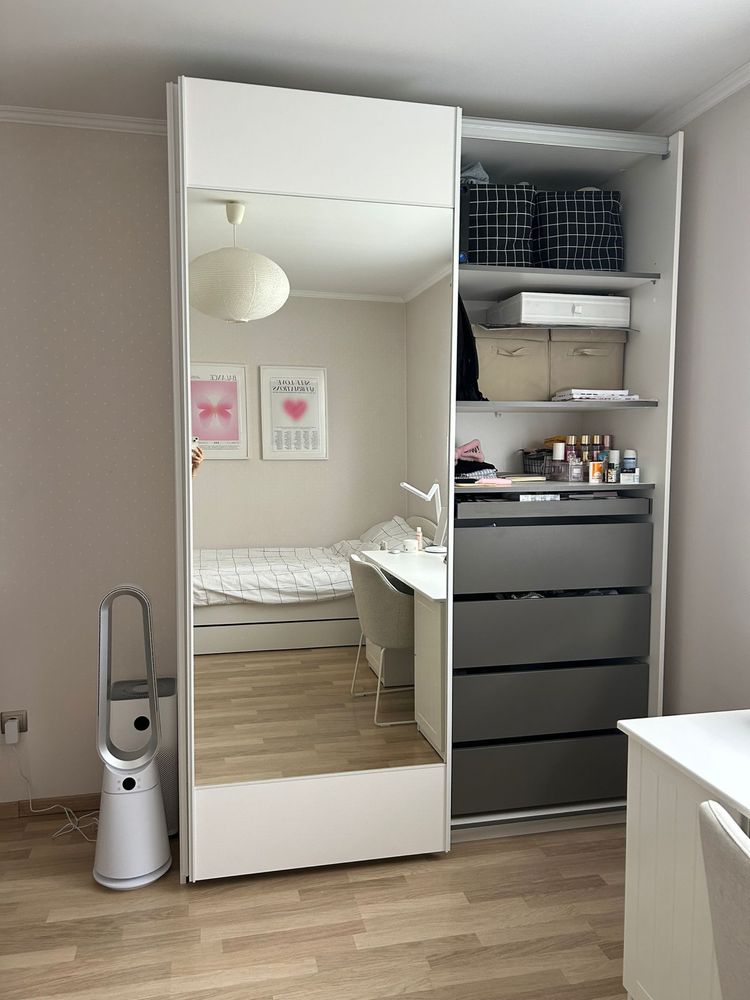 Szafa Max przesuwna z lustrem, Meblik,biała 1700x2500