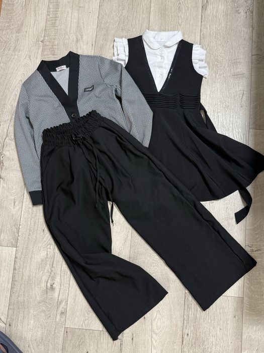 Шкільний костюм, брюки палаццо, блуза, кардиган