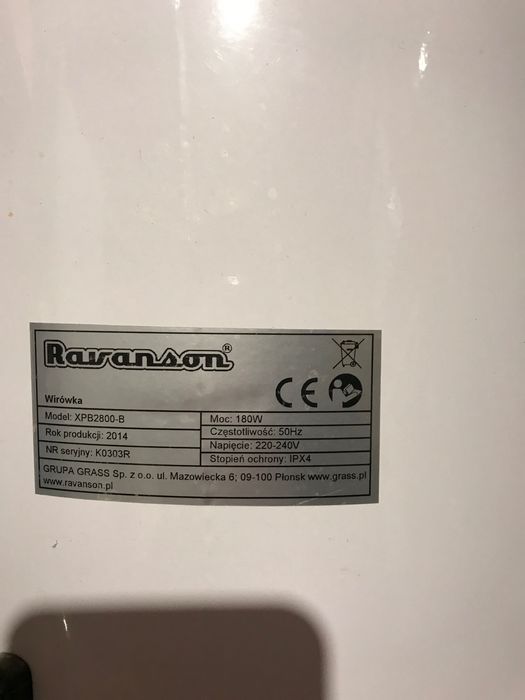Wirówka Ravanson model XPB2800-B! Jak nowa!