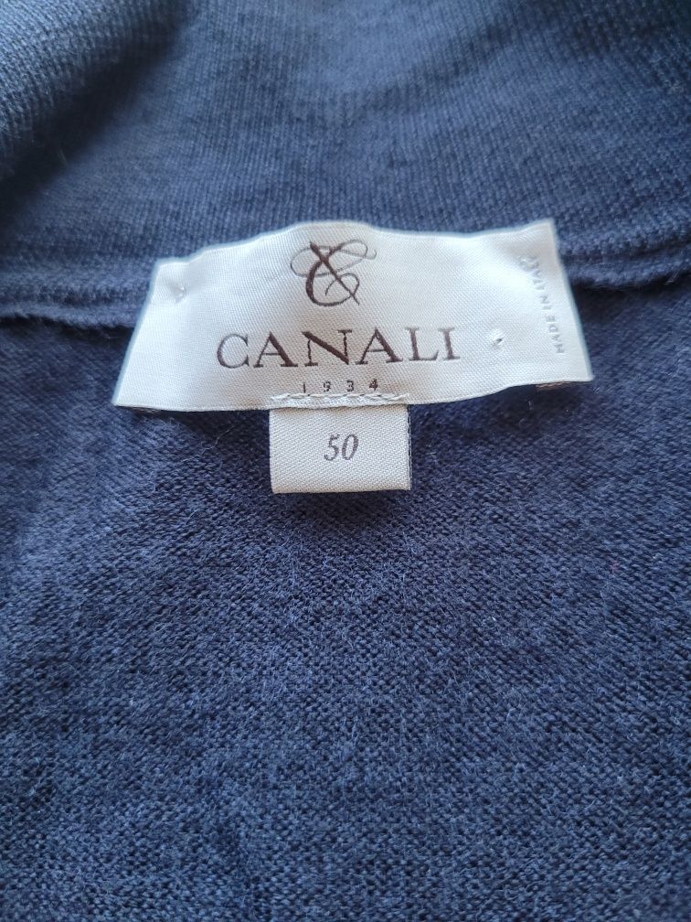 Canali r 50 merino wełna 100proc termiczny sweter swetr zip na zamek