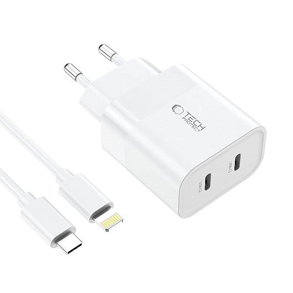 Ładowarka Tech-Protect C20W sieciowa 2x USB-C PD 20W z kablem USB-C /