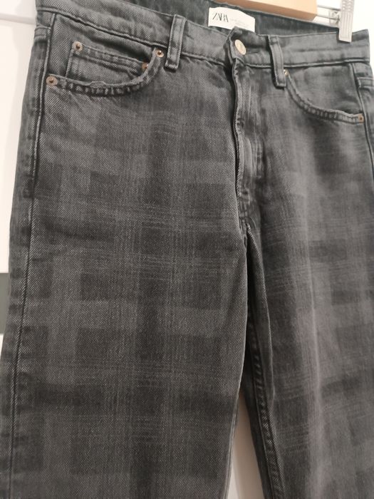 Jeansy spodnie Zara krata rozmiar 32 nowe!