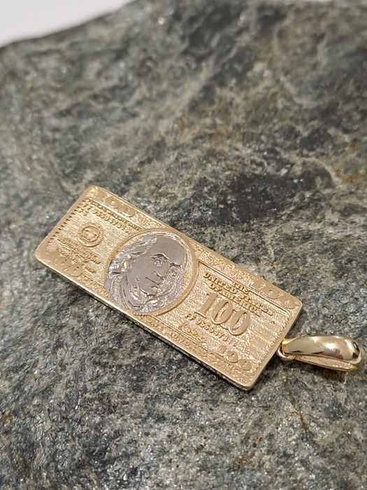 Złota zawieszka Dolar pr.585 Nowa 4 x 1.2 cm