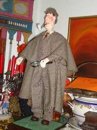 Cachimbo estátua Sherlock Holmes- Cabeça, mãos e cachimbo em cerâmica