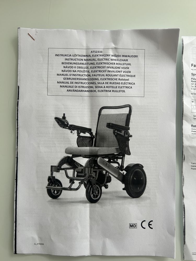 Wózek inwalidzki elektryczny AT52333 ANTAR Gwarancja /Faktura zakupu