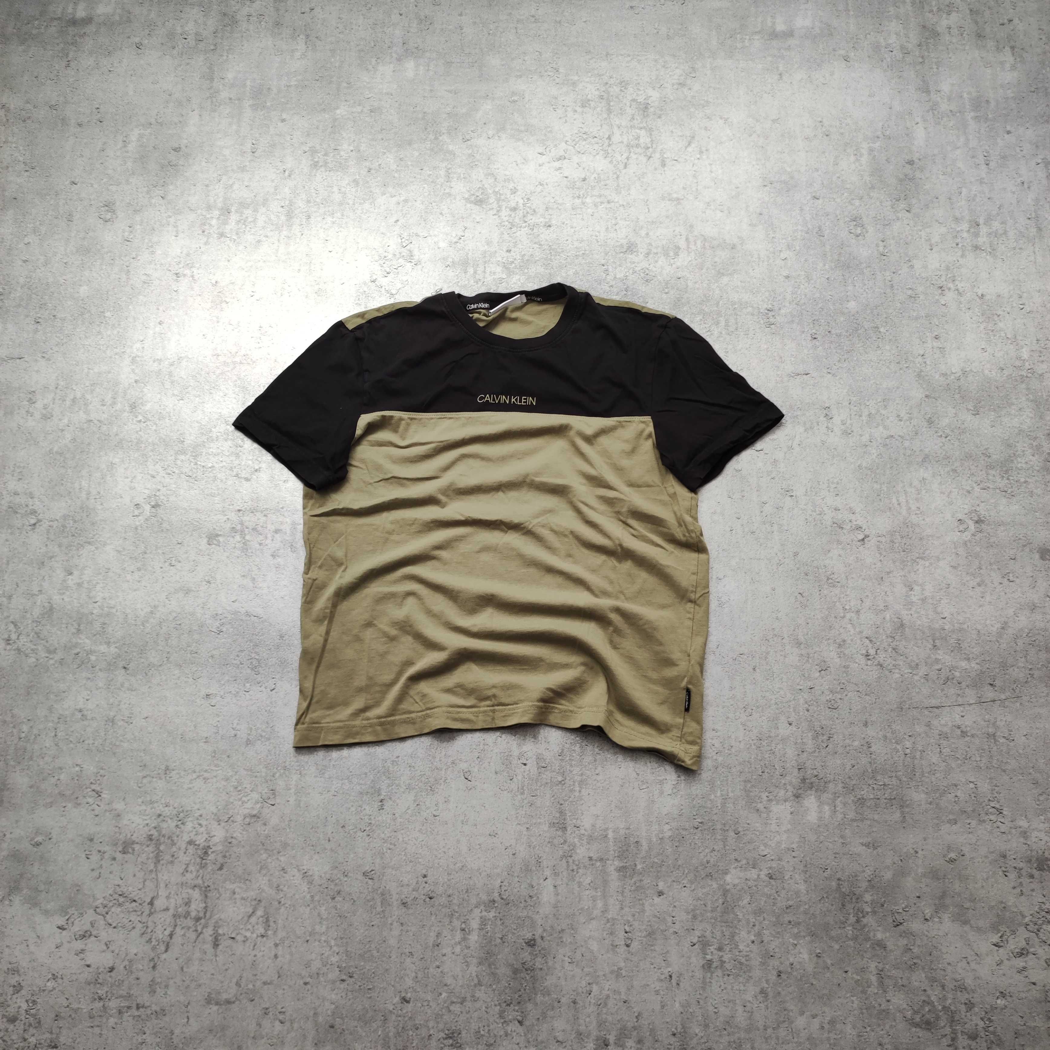 MĘSKA Koszulka PREMIUM Dual Kolor Khaki Czarna Bawełna Calvin Klein