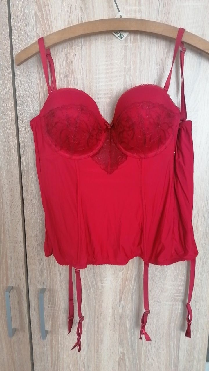 Czerwony gorset 75D burgundowy