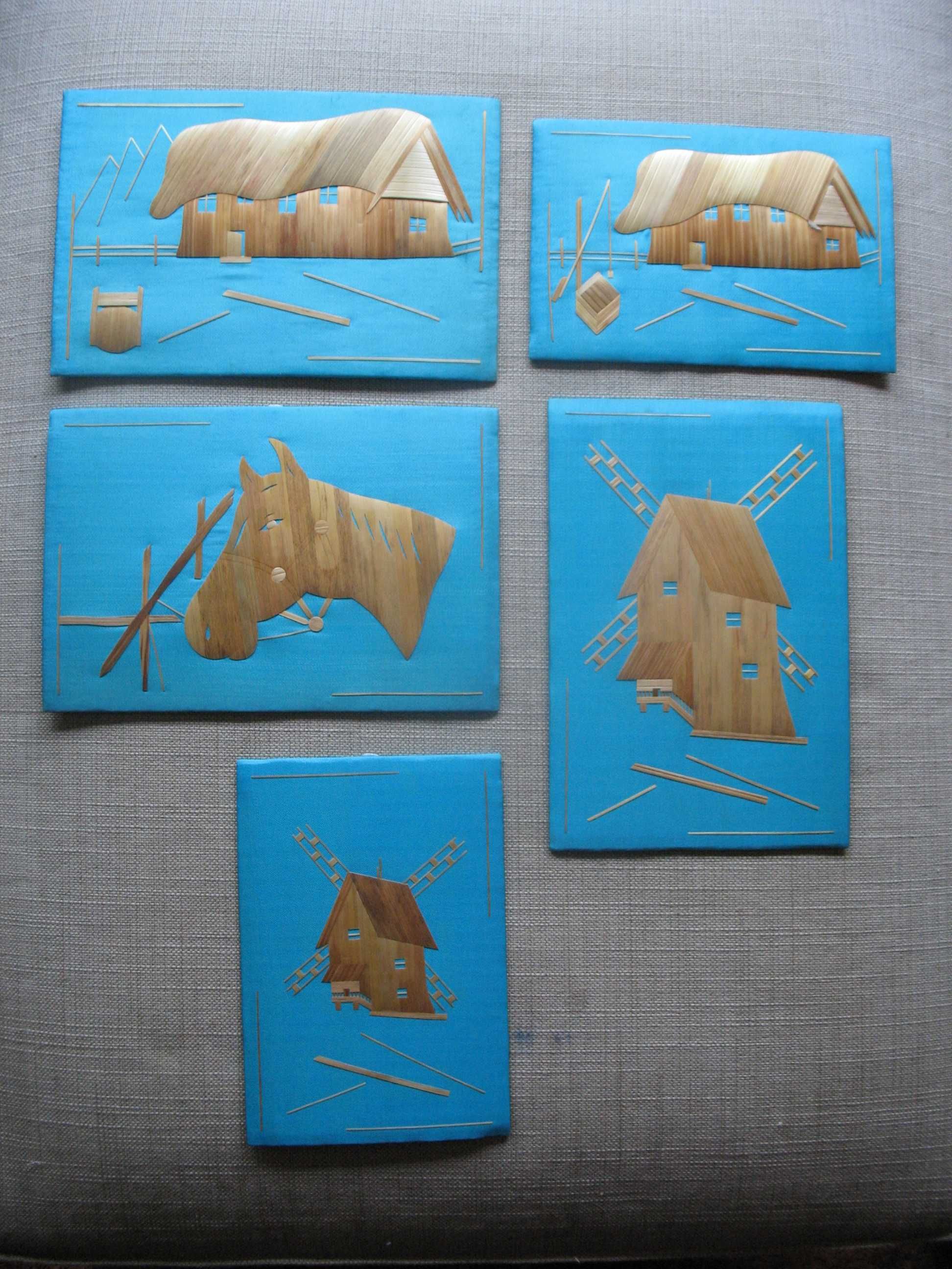 obraz ze słomy , czasy PRL    27x19cm