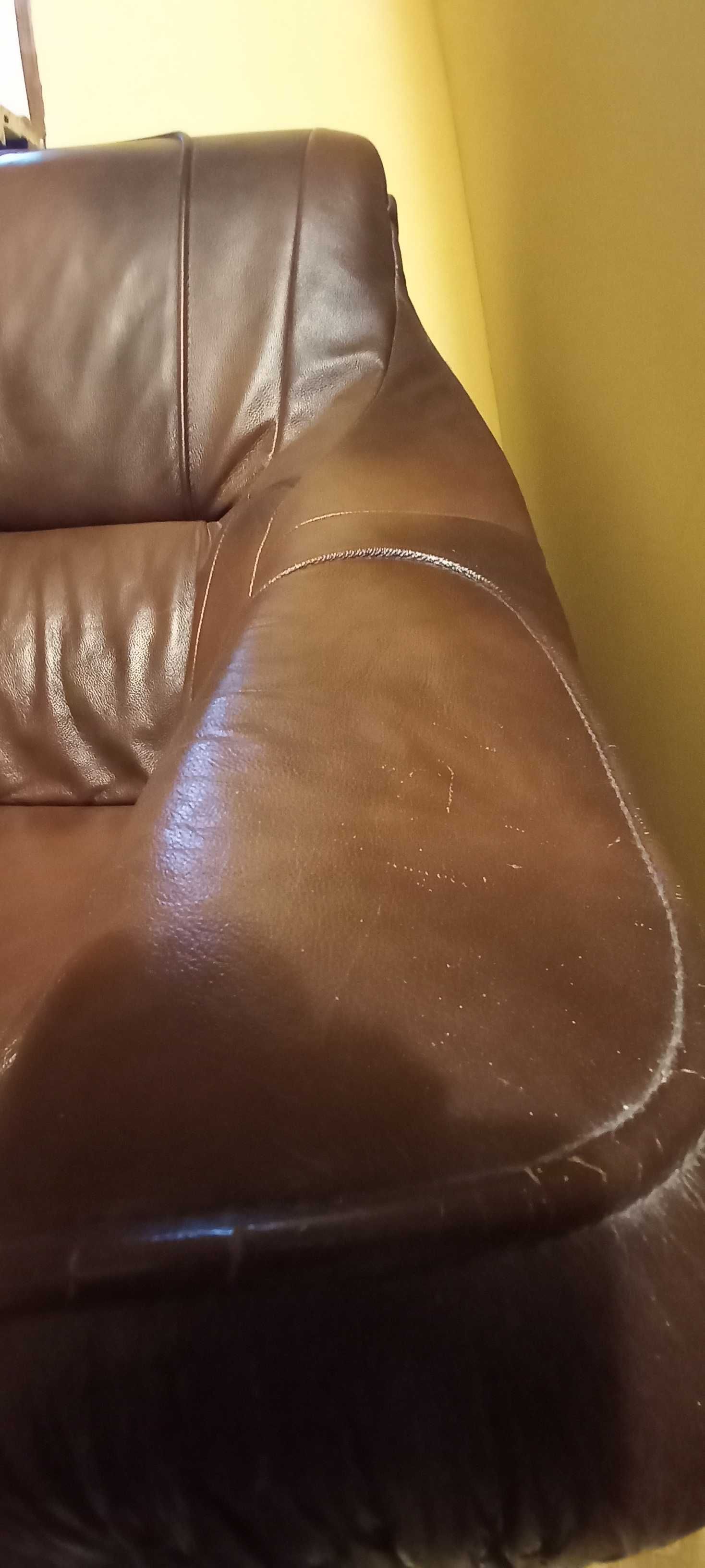 Komplet mebli skórzanych (sofa z funkcją spania, dwa fotele)