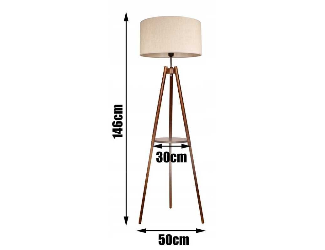 Piękna LAMPA BOHO Podłogowa Stojąca Drewno Naturalne 146/40 cm NOWA