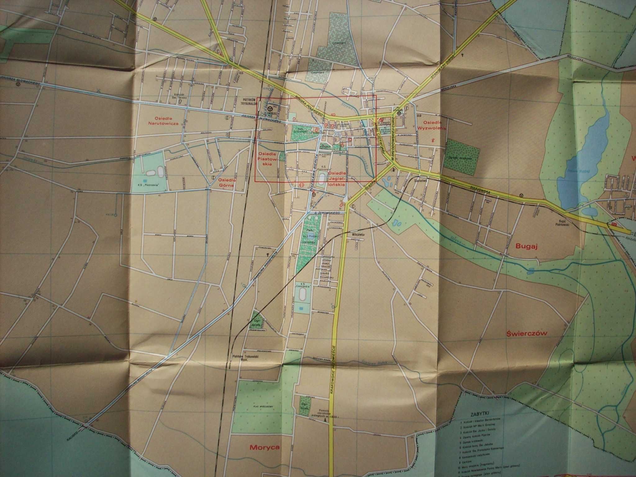 Plan miasta Piotrków Trybunalski, stary, 1977.