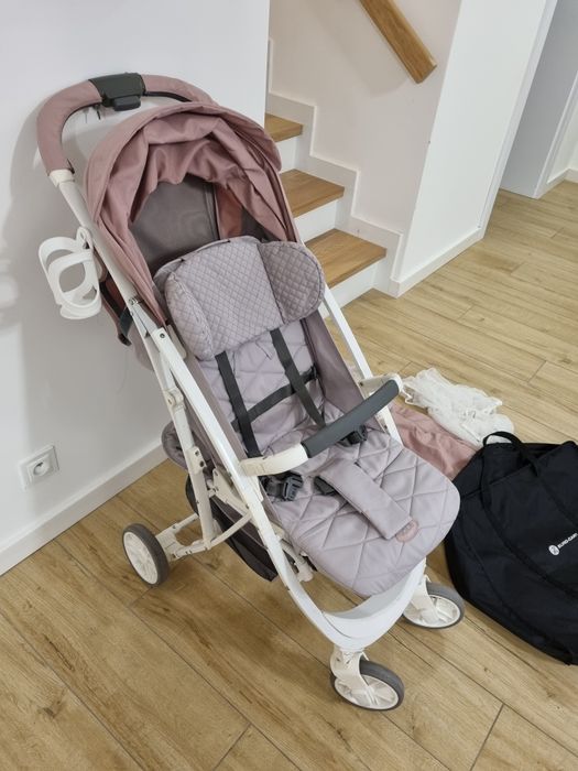 Wózek składany spacerówka Euro Cart Volt Pro biało różowy wózek składa